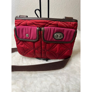 Fossil Key-Per Crossbody Messenger Bag Deep red quilted bag